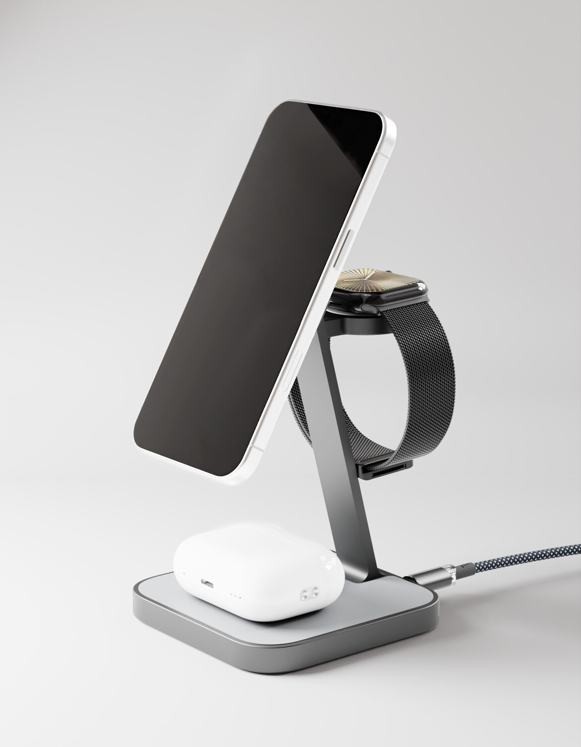 Беспроводное зарядное устройство VLP Unity Power 3in1 для Apple, серый космос