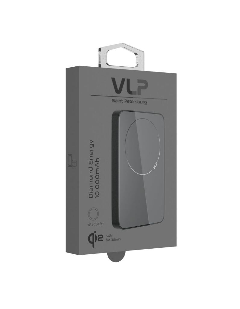 Powerbank VLP Diamond Energy MagSafe, qi2, 10000 mah, usb-c, black titanium