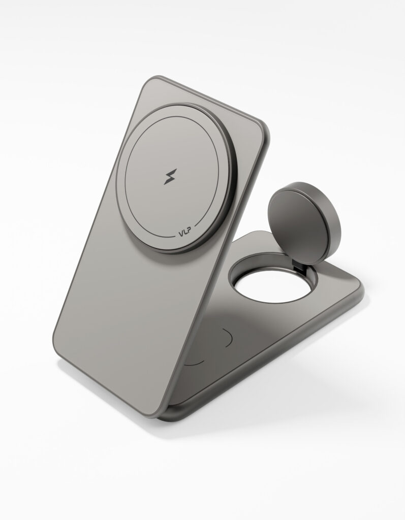 Wireless charger VLP Alum Power Pro for Apple, natural titanium
