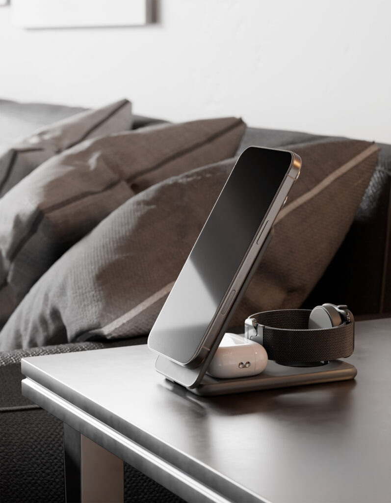 Wireless charger VLP Alum Power Pro for Apple, natural titanium