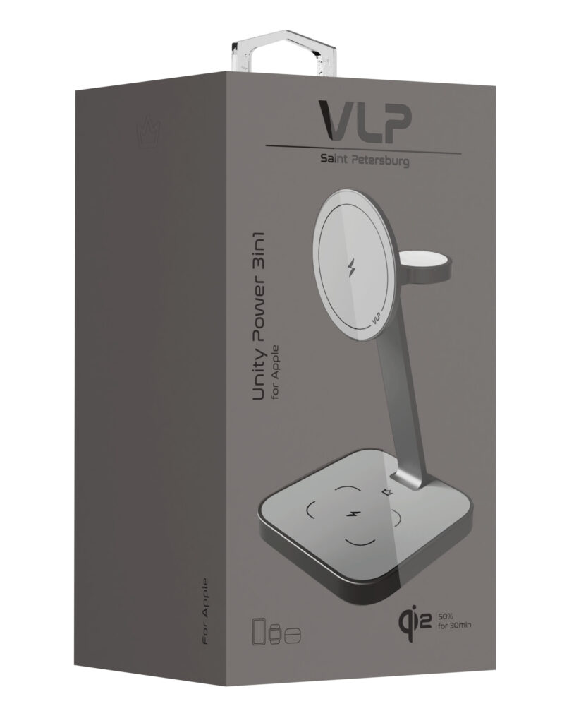 Wireless charger VLP Unity Power 3in1 for Apple, natural titanium