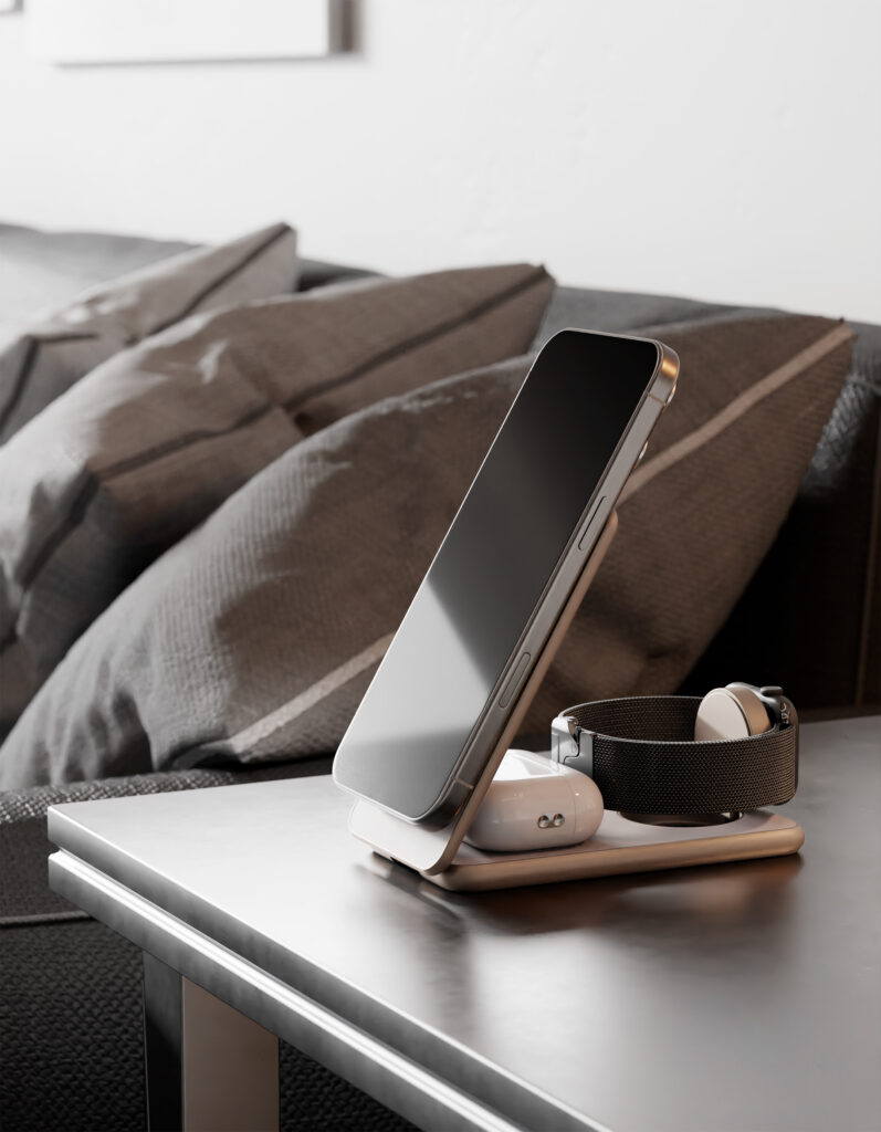 Wireless charger VLP Alum Power Pro for Apple, dust titanium