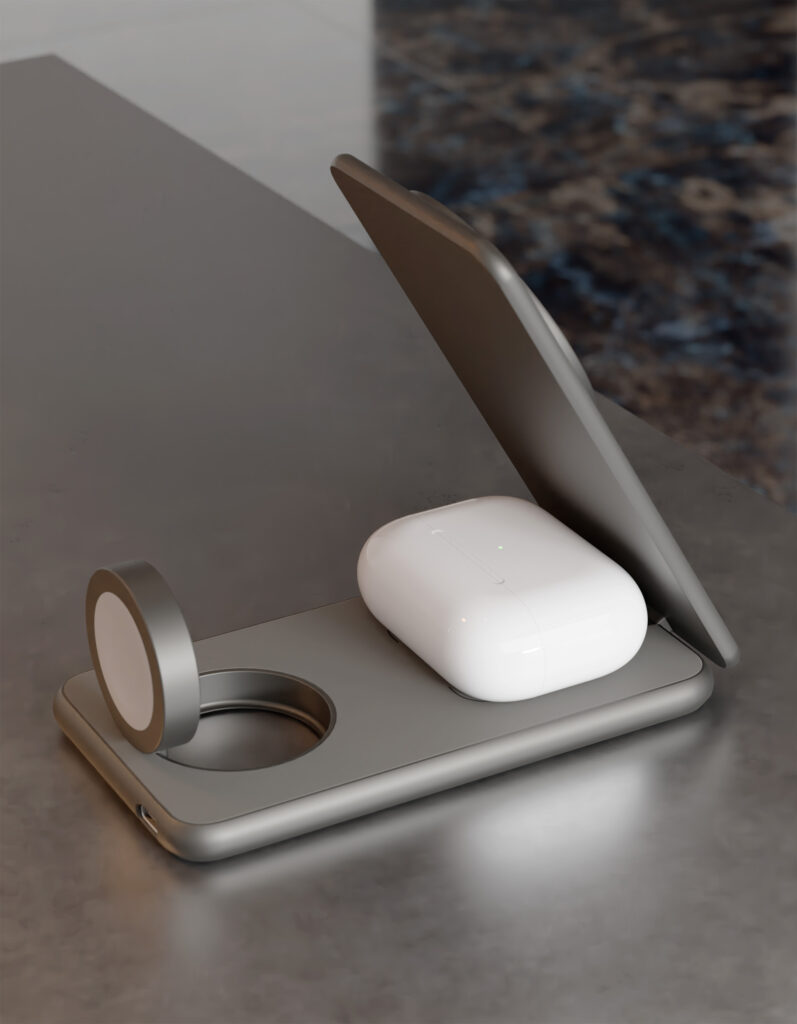 Wireless charger VLP Alum Power Pro for Apple, natural titanium