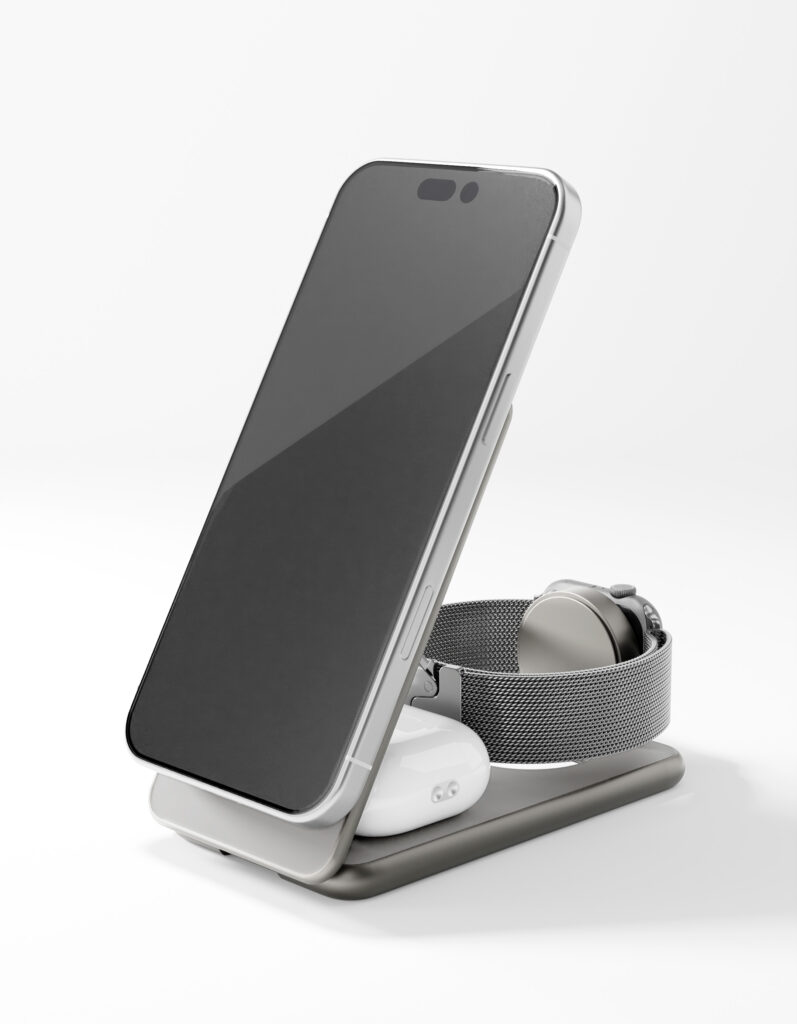 Wireless charger VLP Alum Power Pro for Apple, natural titanium