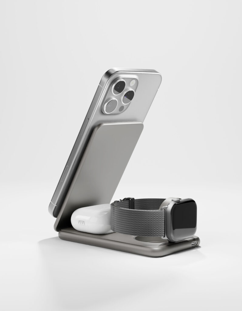 Wireless charger VLP Alum Power Pro for Apple, natural titanium