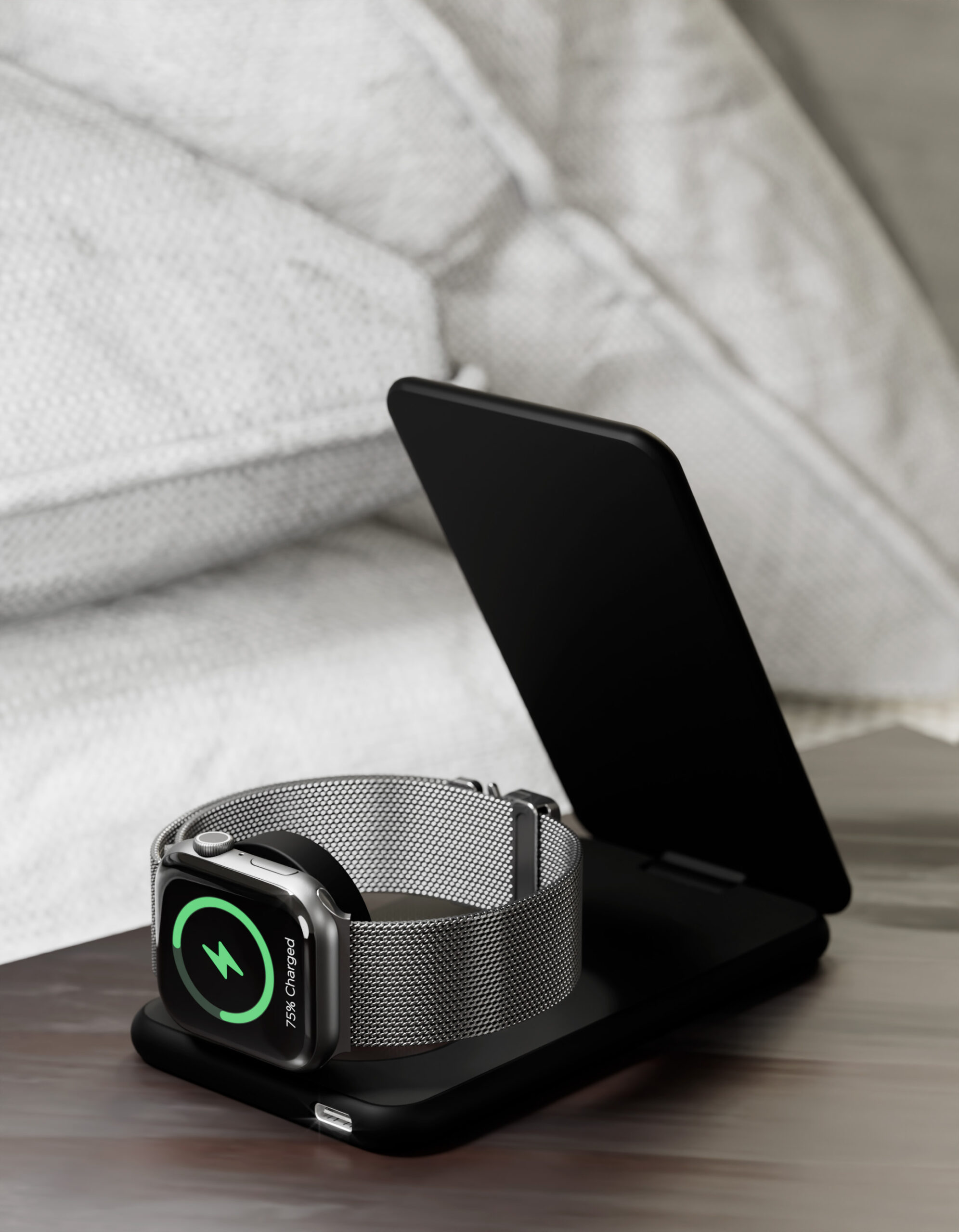 Беспроводное зарядное устройство VLP Alum Power Pro для Apple, черный титан