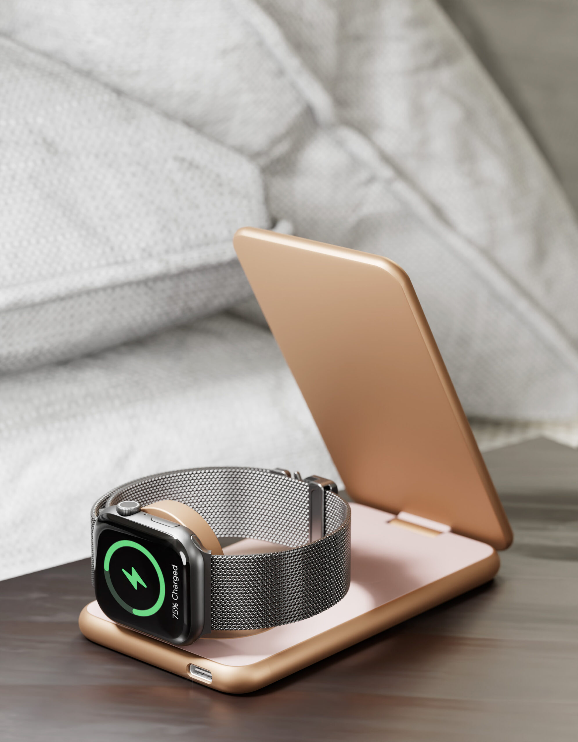 Беспроводное зарядное устройство VLP Alum Power Pro для Apple, пустынный титан