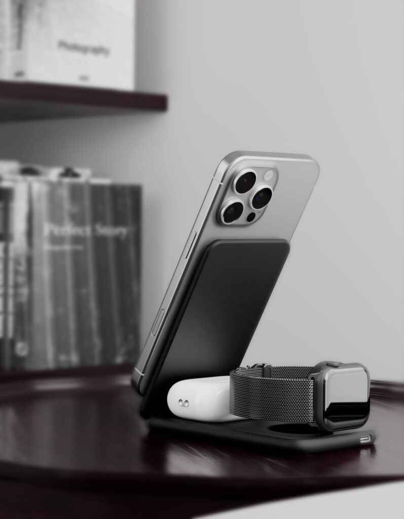 Wireless charger VLP Alum Power Pro for Apple, black titanium