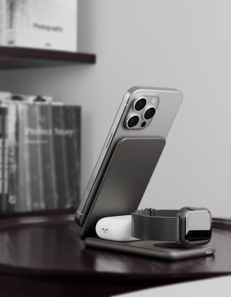 Wireless charger VLP Alum Power Pro for Apple, natural titanium