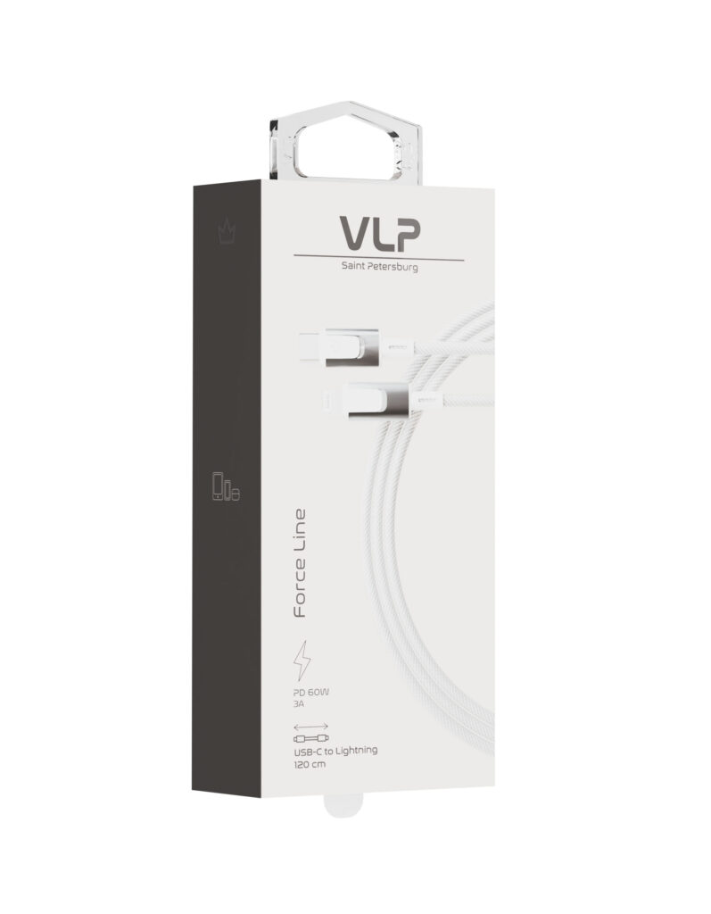 Data cable VLP Force Line 30W USB-C + Lightning, 1.2m, white