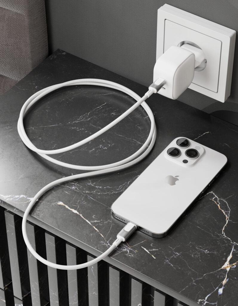 Data cable VLP Force Line 30W USB-C + Lightning, 1.2m, white