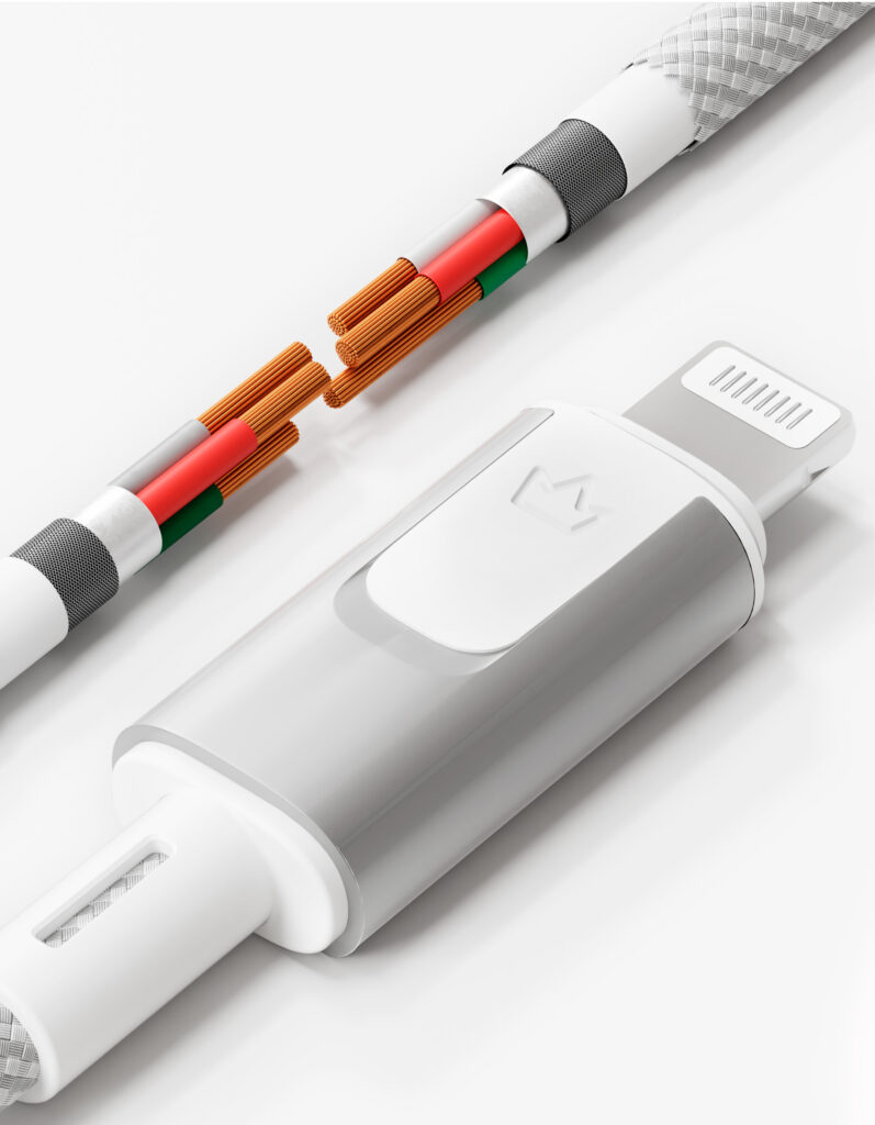 Data cable VLP Force Line 30W USB-C + Lightning, 1.2m, white