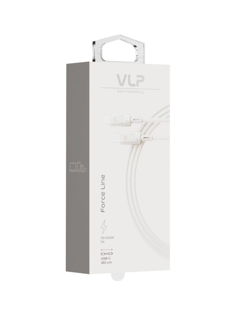 Data cable VLP Force Line 100W USB-C + USB-C, 1.2m, natural titanium