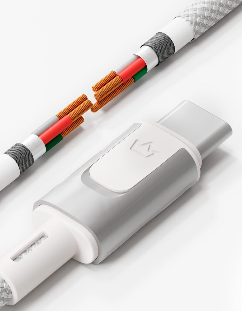 Data cable VLP Force Line 100W USB-C + USB-C, 1.2m, white