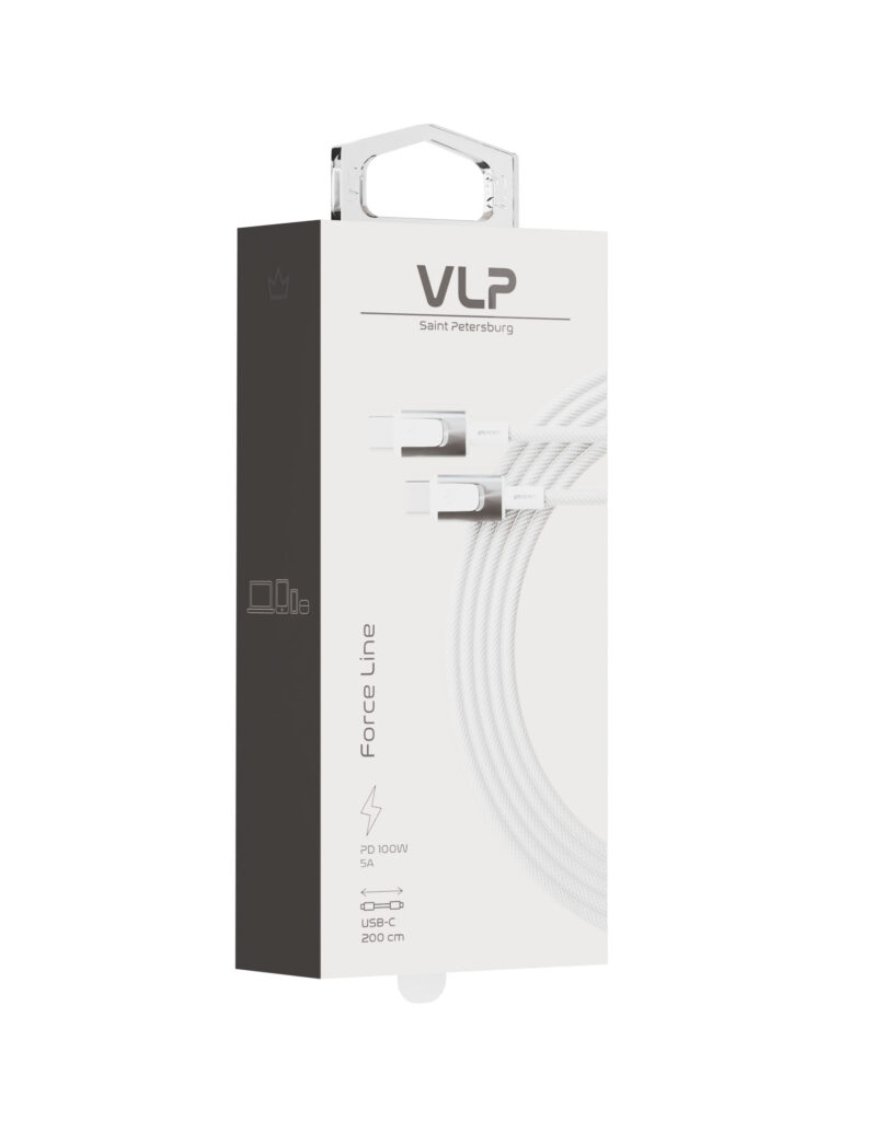 Data cable VLP Force Line 100W USB-C + USB-C, 2.0m, white