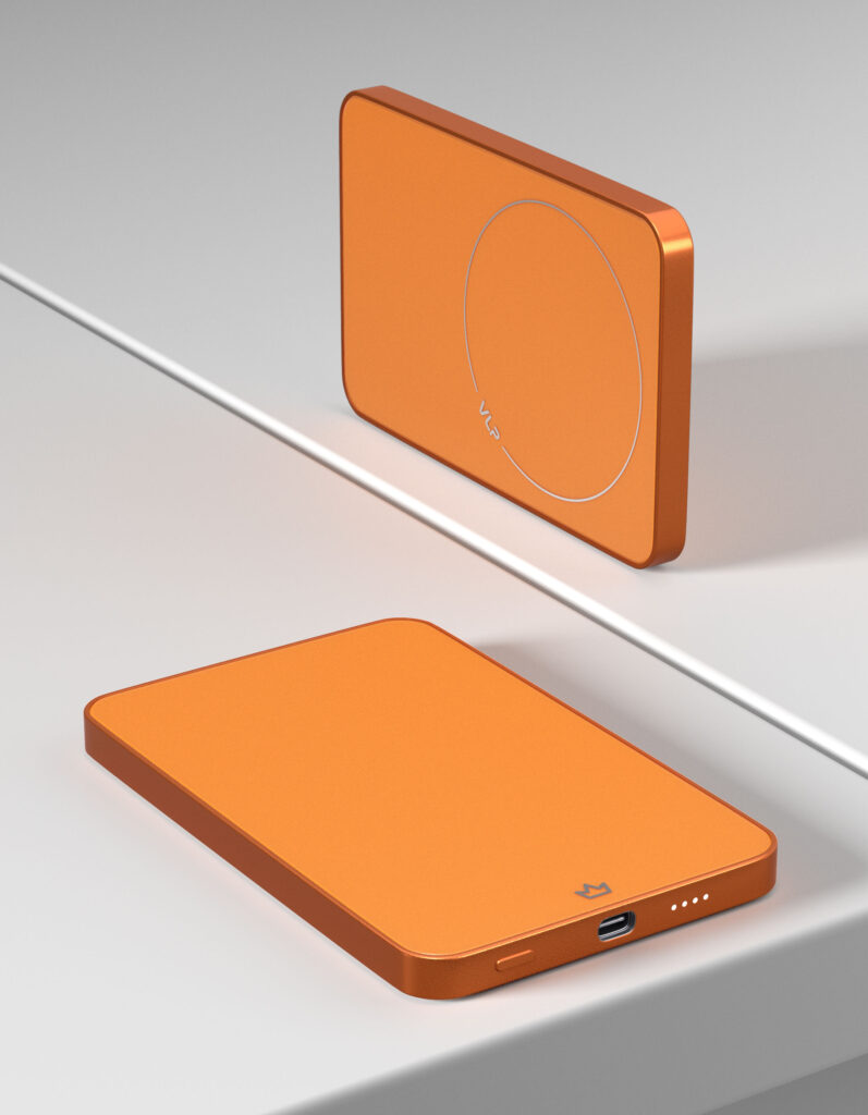 Powerbank VLP Diamond Energy MagSafe, Qi2, 5000 mAh, 3A, USB-C, orange