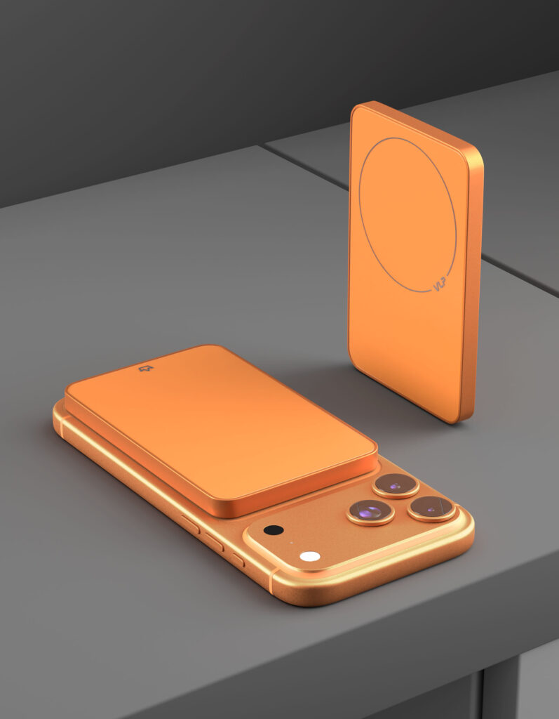 Powerbank VLP Diamond Energy MagSafe, Qi2, 5000 mAh, 3A, USB-C, orange