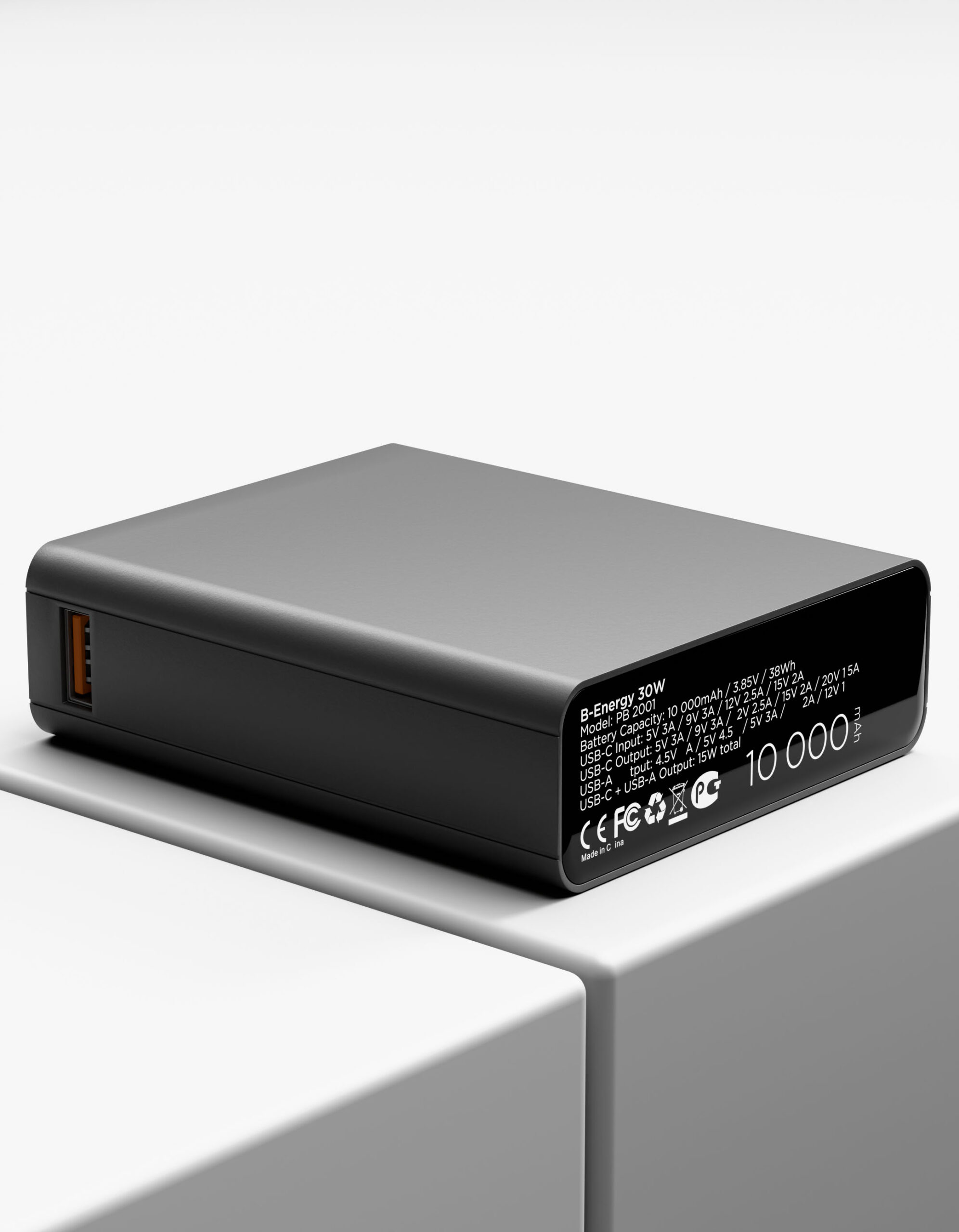 Аккумулятор внешний VLP B-Energy 10000 mAh 30W, USB-C, USB-A , steel gray