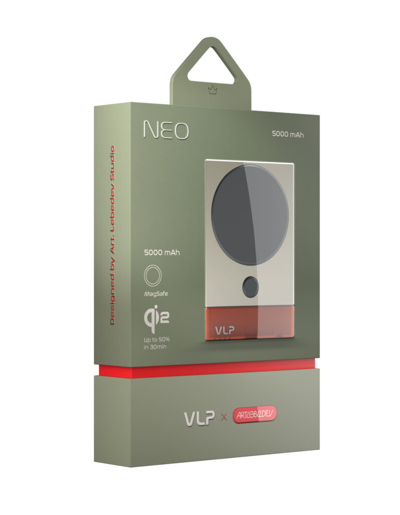 Powerbank VLP NEO MagSafe Qi2.2, 5000 mAh, 3A, USB-C, amber gray