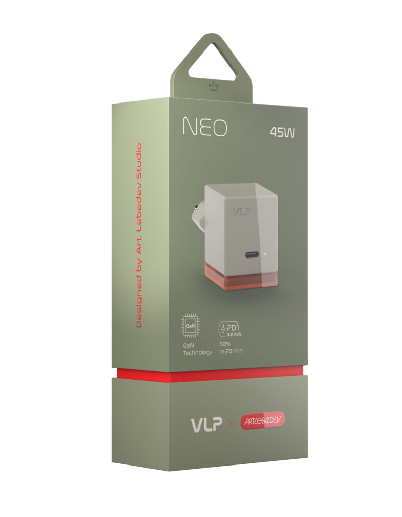 Wall charger VLP NEO 45W USB-C, PD 3.2 AVS, QC, amber gray