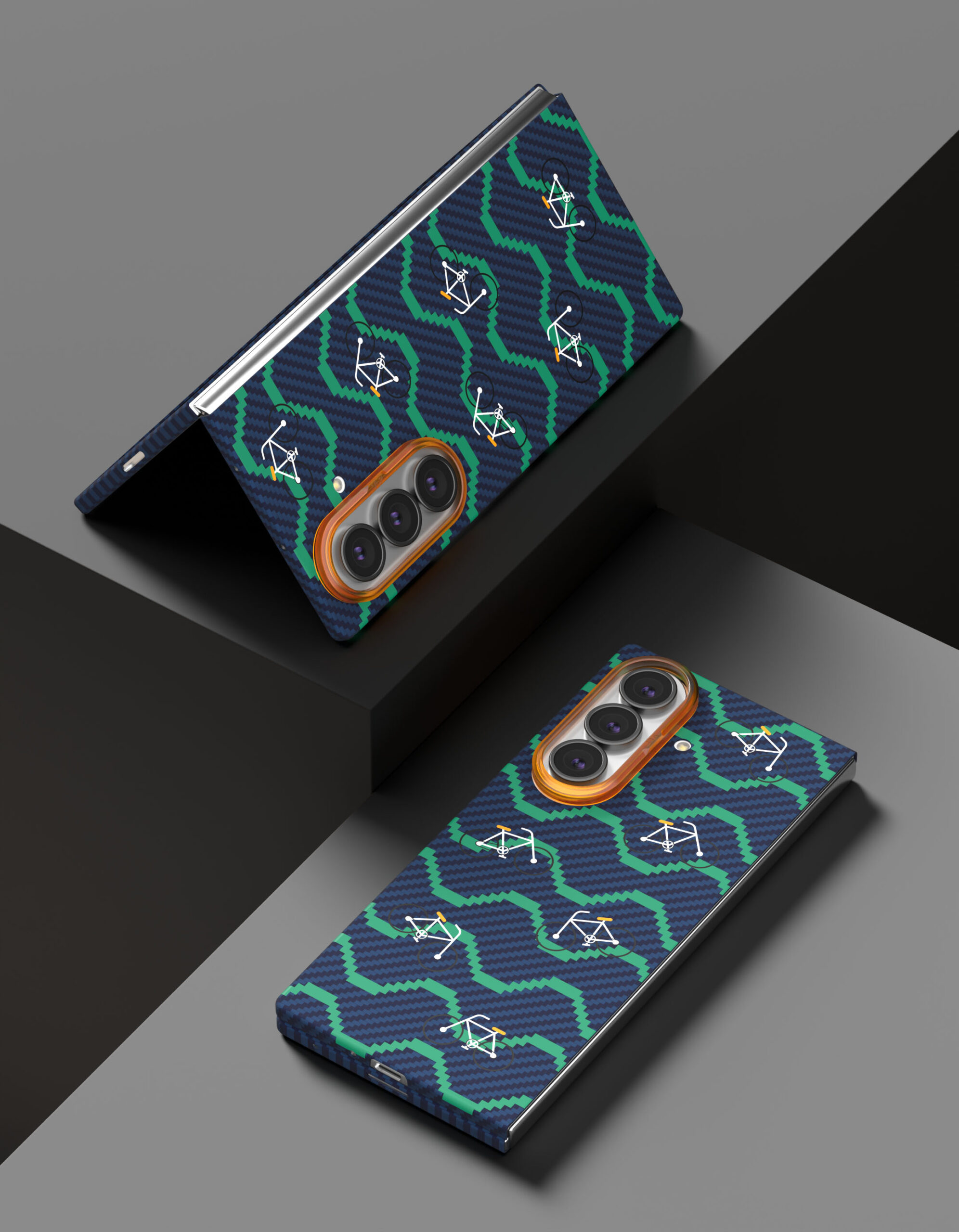 Чехол защитный VLP Kevlar Case с MagSafe для Samsung Galaxy Z Fold 8 Ultra, принт велосипед